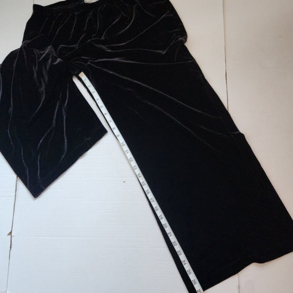 Chico's SZ 3/16S Black Velvet Stretch Knit Wide Leg Elastic Waist Pull On Pants - Picture 10 of 11